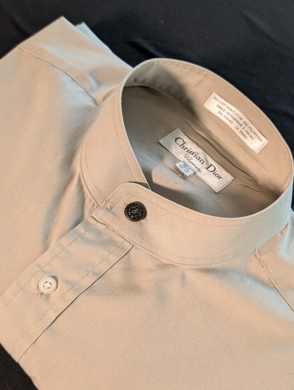 Christian Dior Men's Light Beige Mandarin Collar Shirt 16.5
